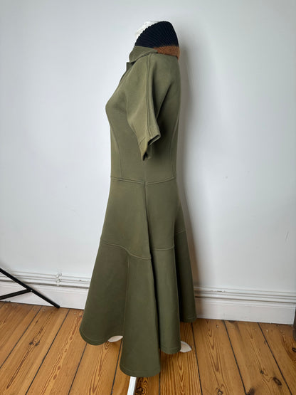Vintage Marni Wool-Blend Knit Collar Dress Olive Black S