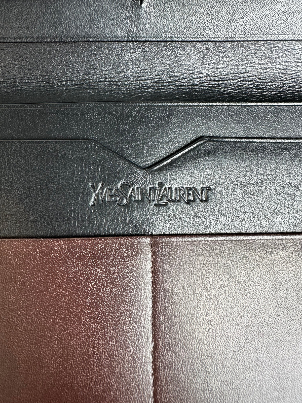Vintage Yves Saint Laurent Bifold Leather Wallet Late 1990s Dark Brown
