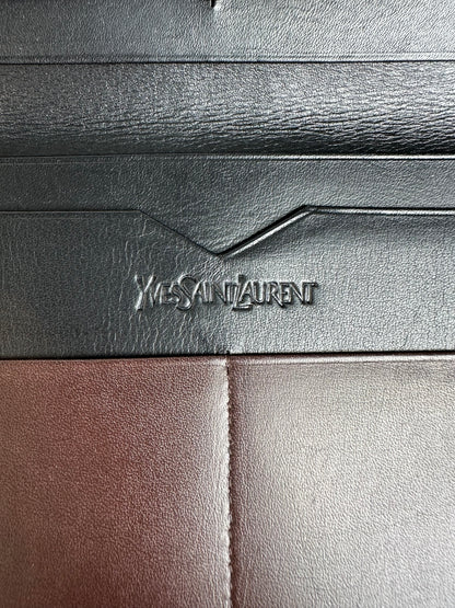 Vintage Yves Saint Laurent Bifold Leather Wallet Late 1990s Dark Brown