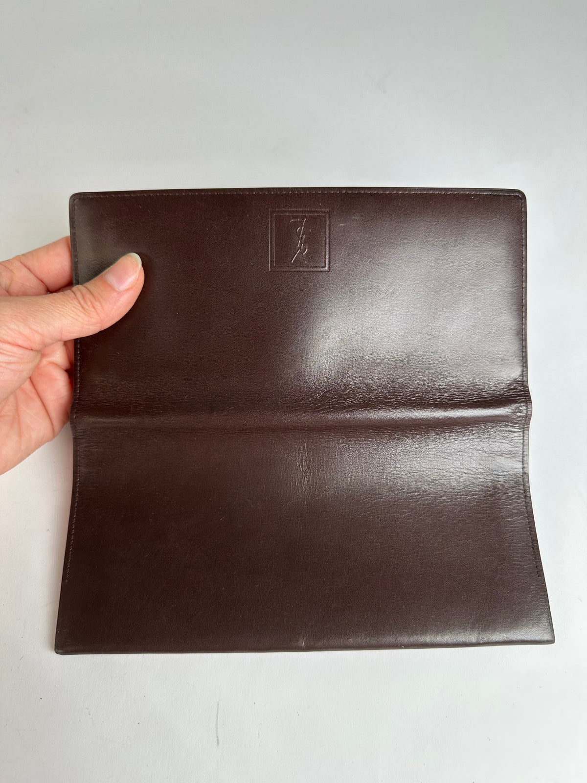 Vintage Yves Saint Laurent Bifold Leather Wallet Late 1990s Dark Brown
