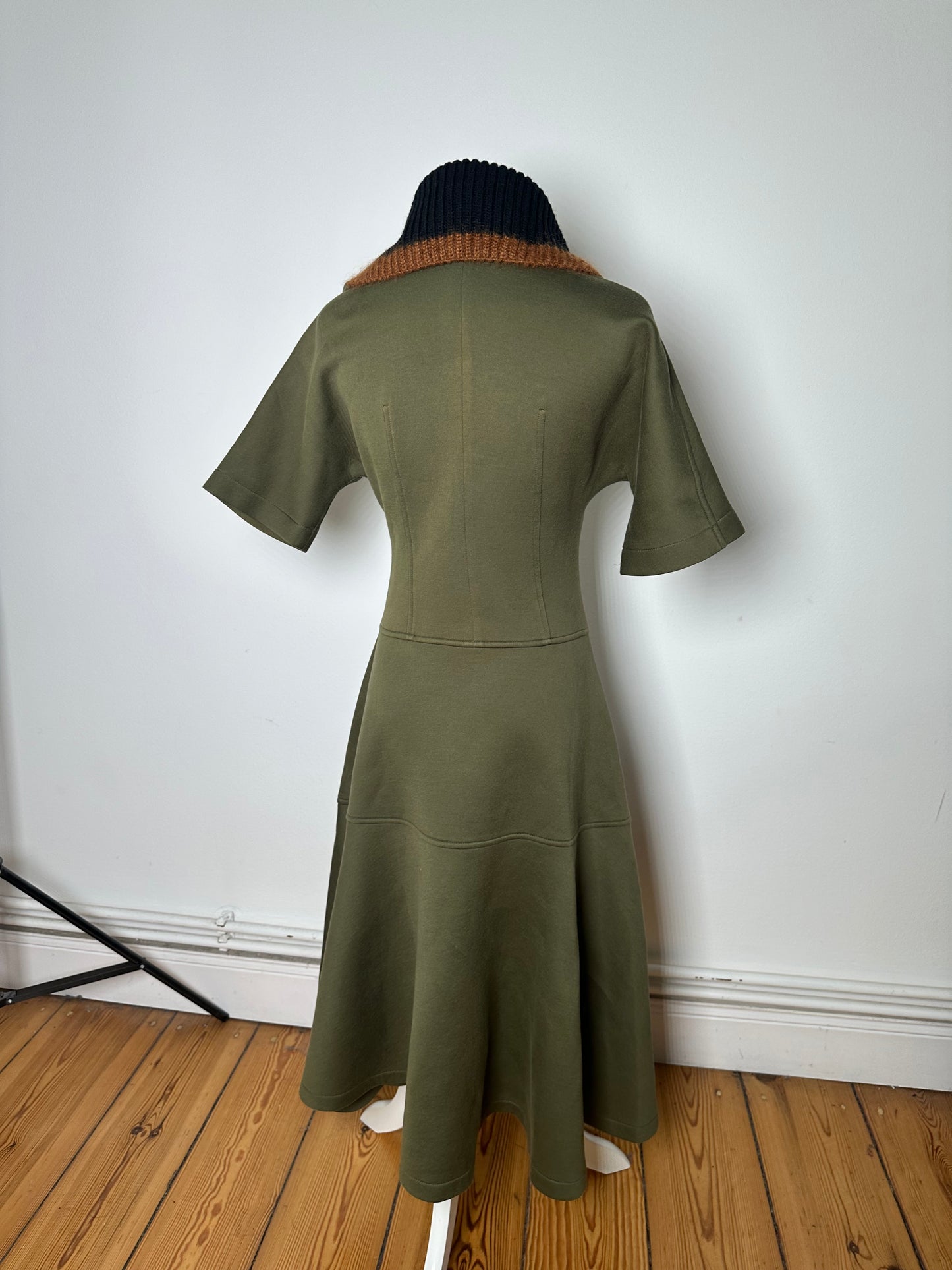 Vintage Marni Wool-Blend Knit Collar Dress Olive Black S