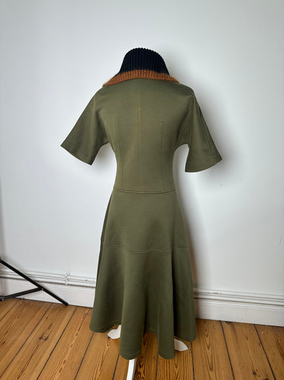 Vintage Marni Wool-Blend Knit Collar Dress Olive Black S