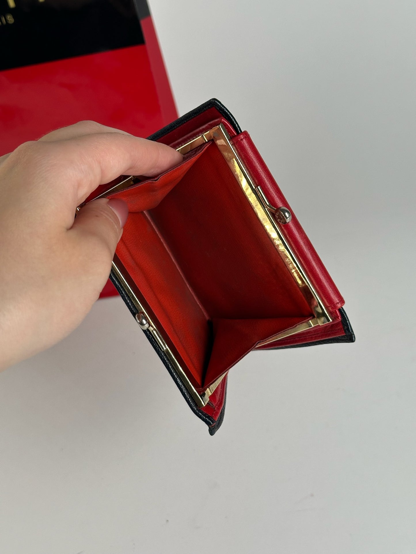 Vintage Celine Paris Monogram Leather wallet red