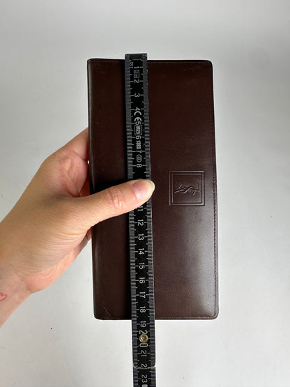 Vintage Yves Saint Laurent Bifold Leather Wallet Late 1990s Dark Brown