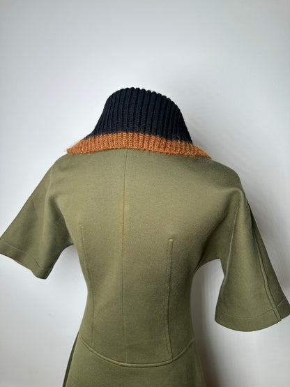 Vintage Marni Wool-Blend Knit Collar Dress Olive Black S