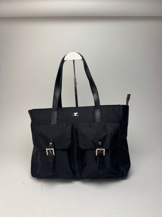 Vintage Courreges Polyester Leather Bag Black