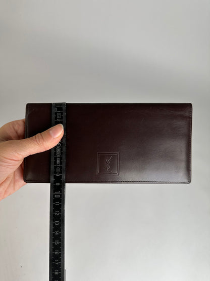 Vintage Yves Saint Laurent Bifold Leather Wallet Late 1990s Dark Brown