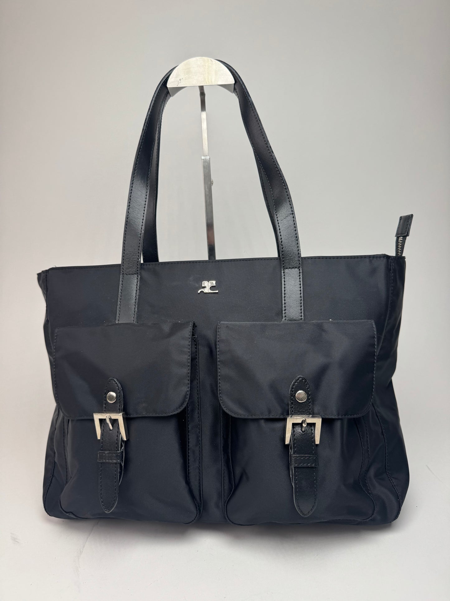 Vintage Courreges Polyester Leather Bag Black