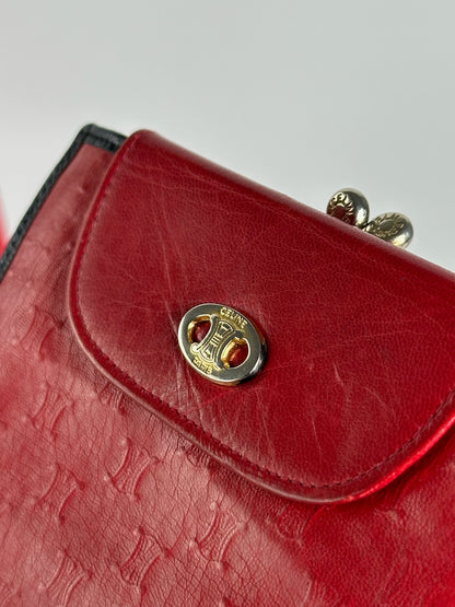 Vintage Celine Paris Monogram Leather wallet red