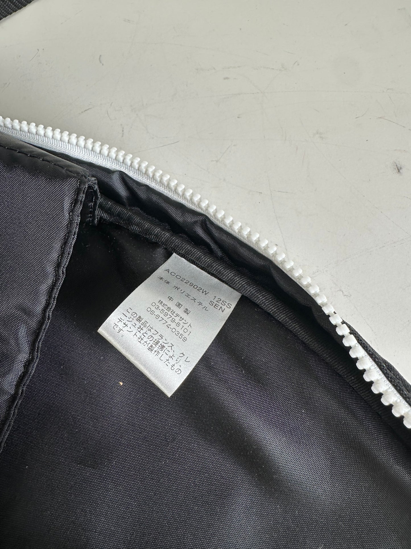 Vintage Courreges Nylon Backpack Black White Silver Zips