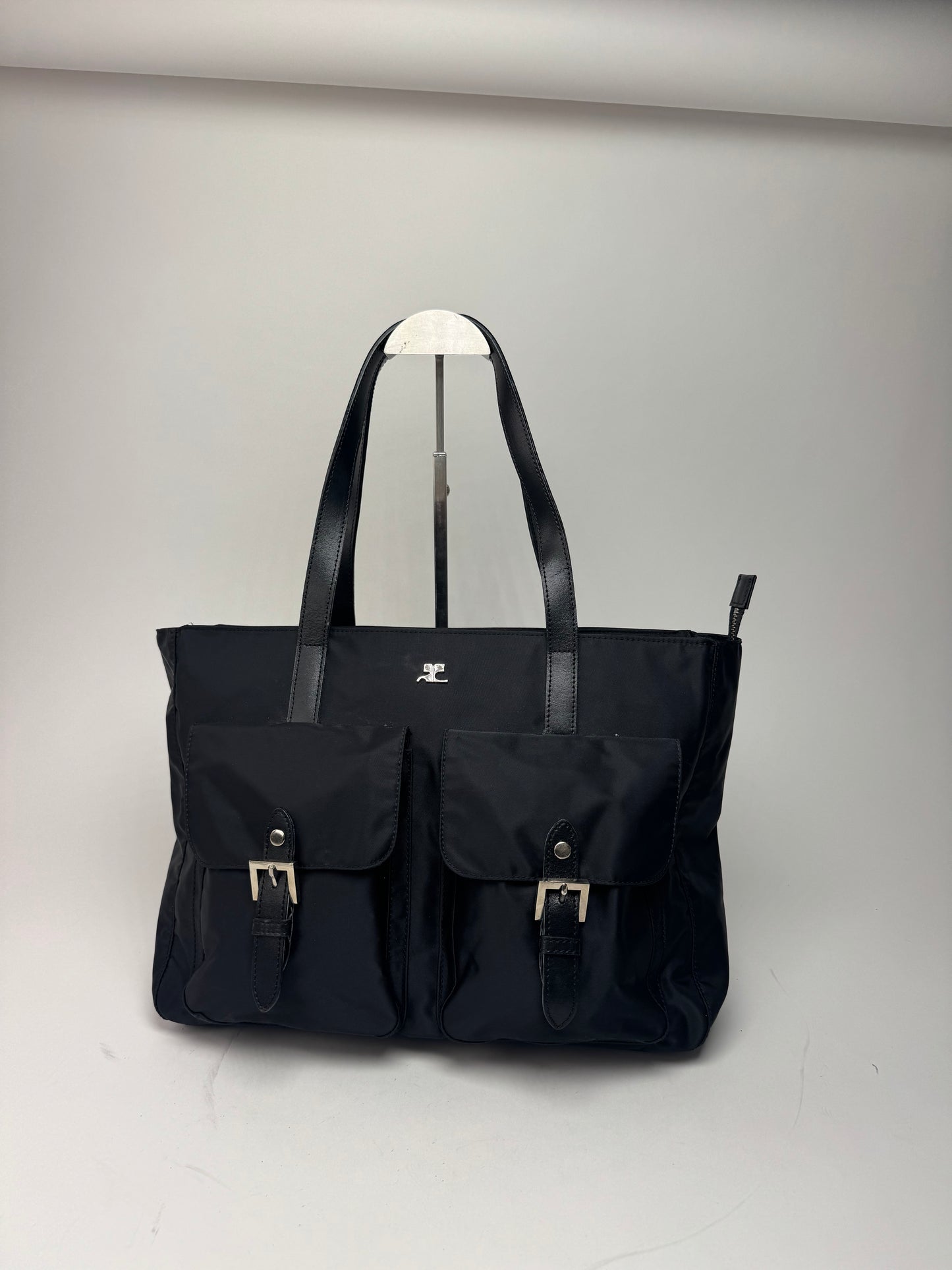 Vintage Courreges Polyester Leather Bag Black