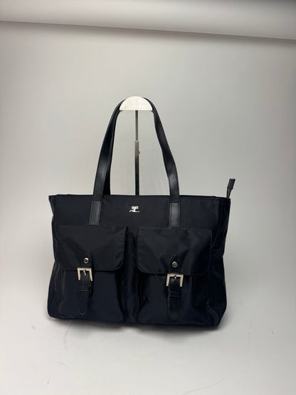 Vintage Courreges Polyester Leather Bag Black