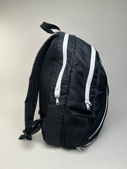 Vintage Courreges Nylon Backpack Black White Silver Zips