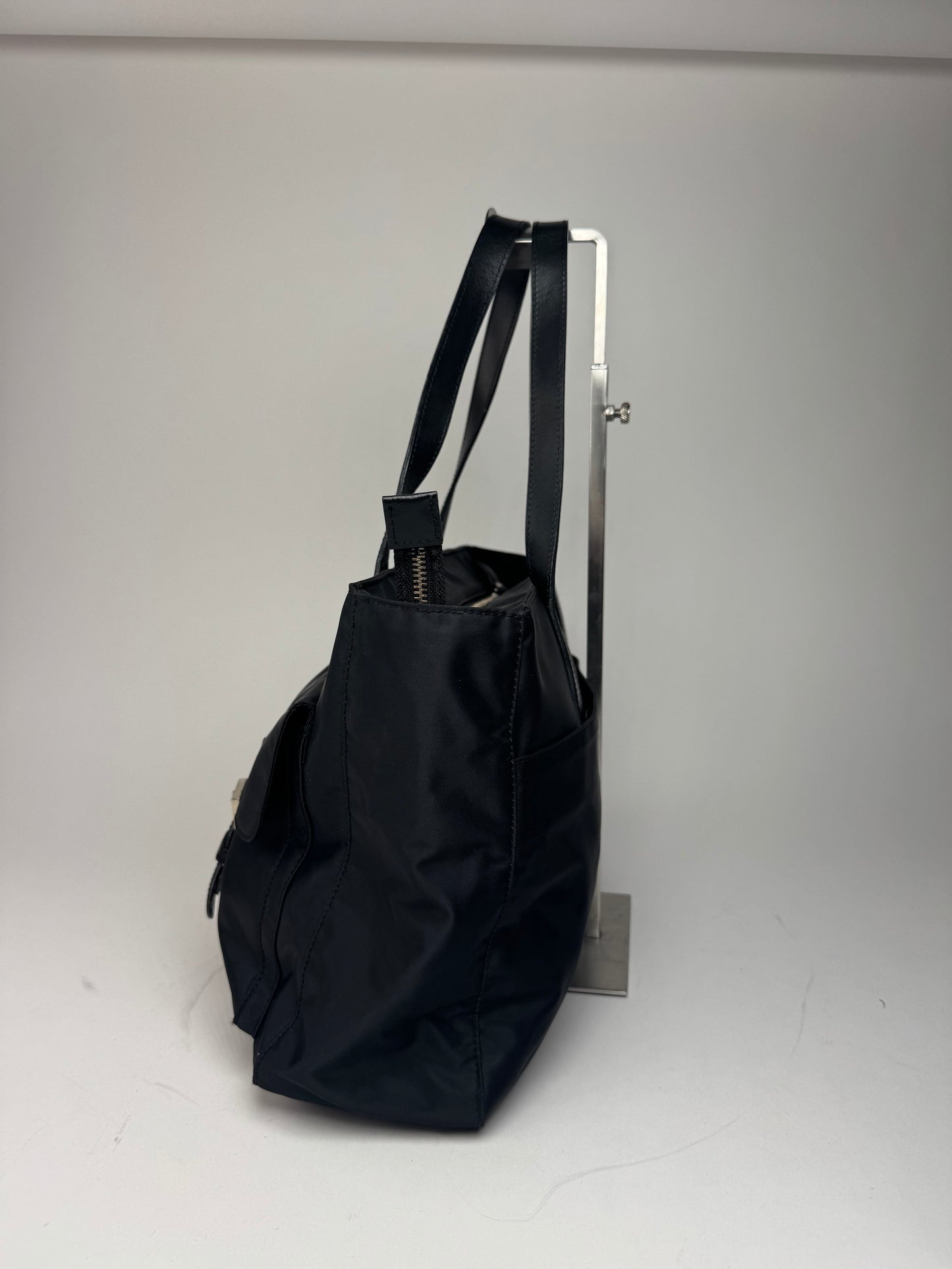 Vintage Courreges Polyester Leather Bag Black