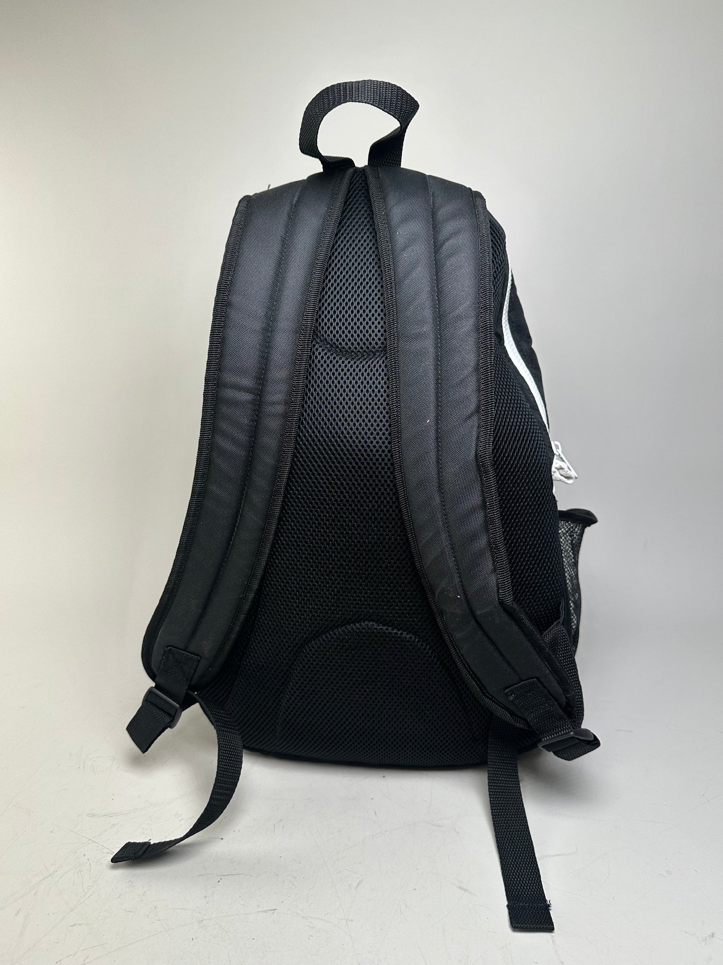 Vintage Courreges Nylon Backpack Black White Silver Zips