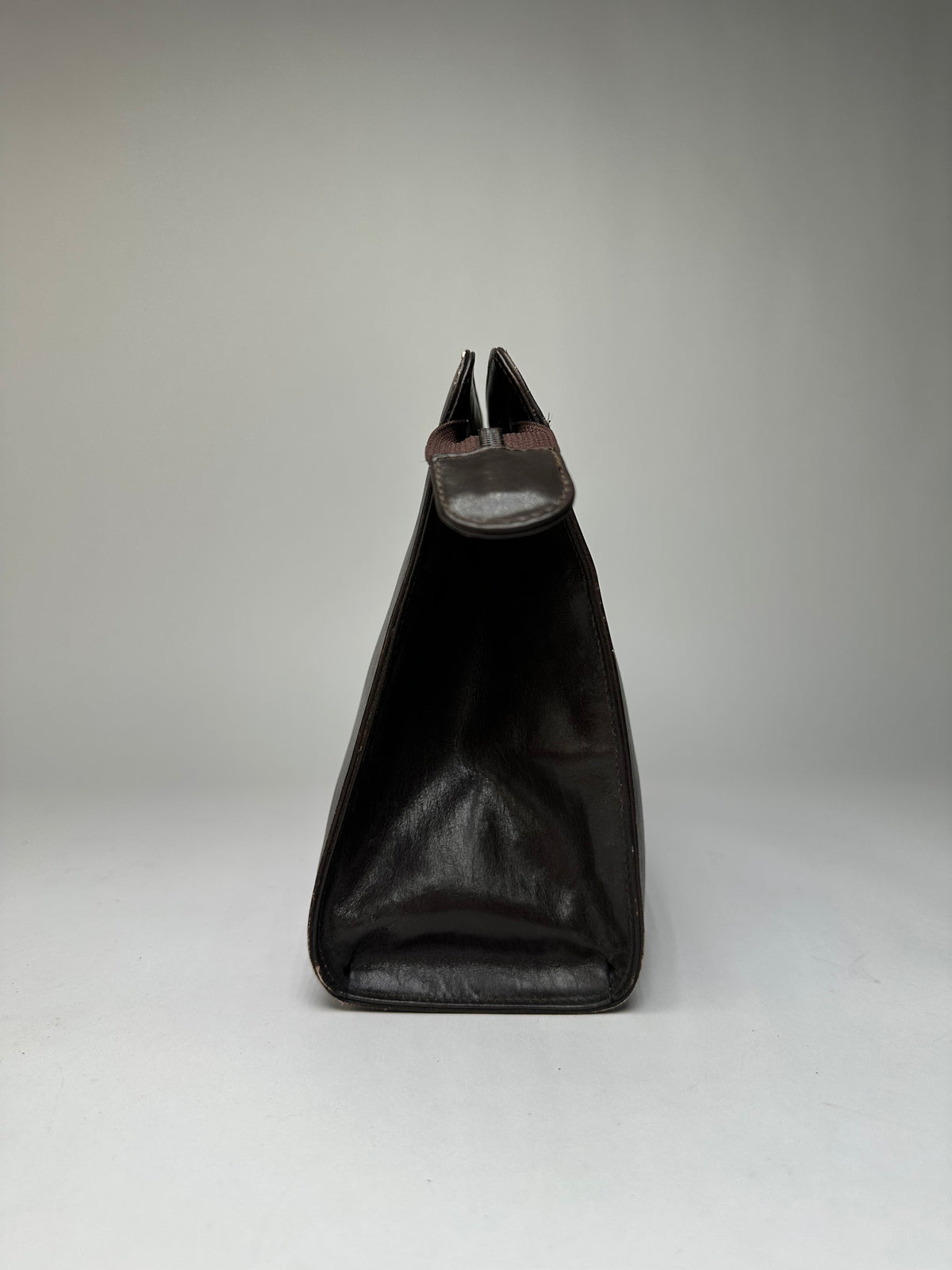 Vintage Celine Smooth Leather Flat Clutch c. 1980s Dark Brown