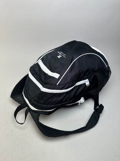 Vintage Courreges Nylon Backpack Black White Silver Zips