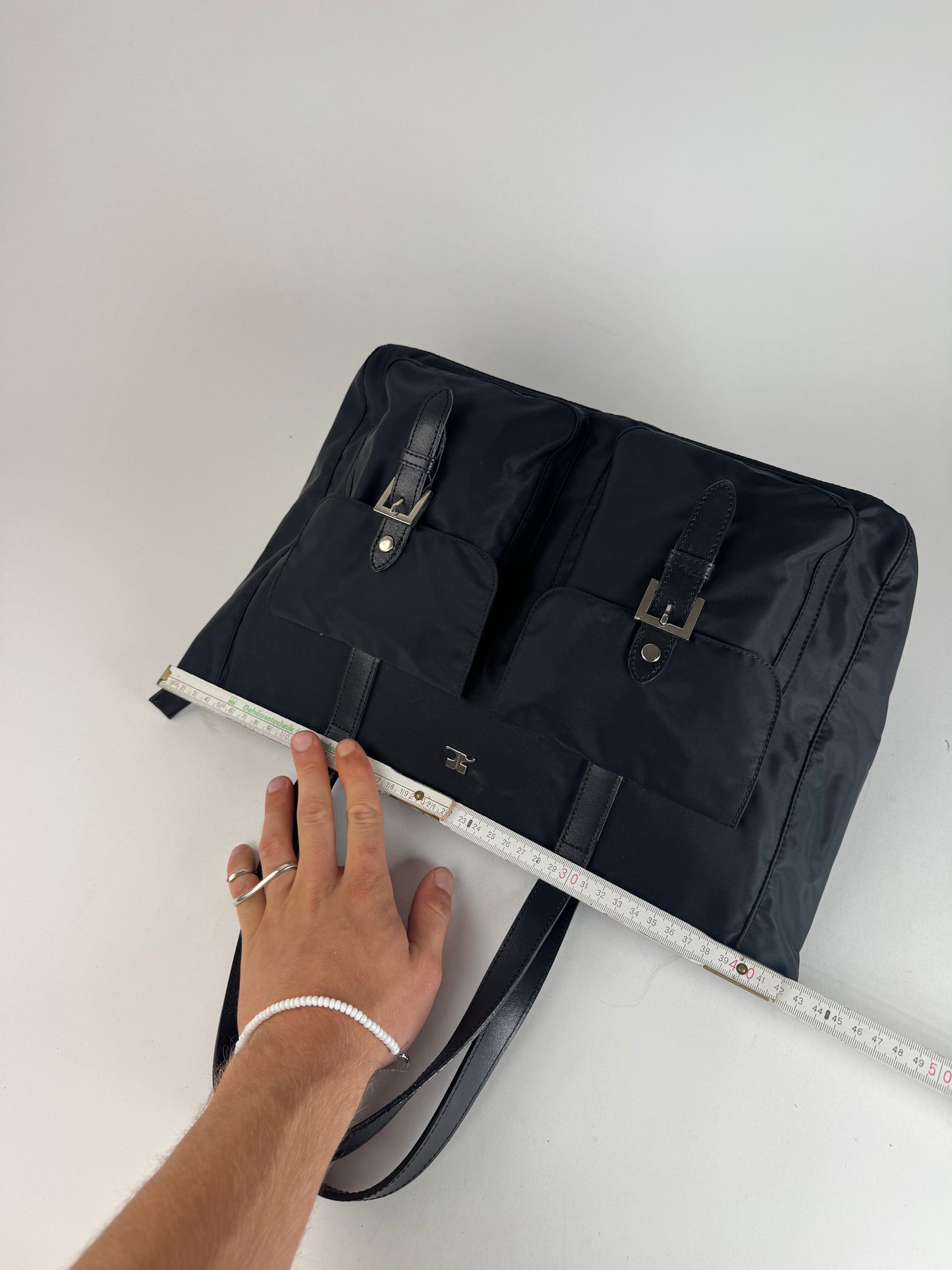 Vintage Courreges Polyester Leather Bag Black