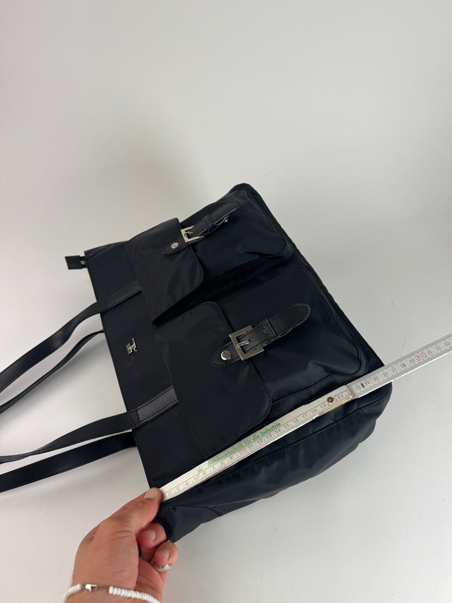 Vintage Courreges Polyester Leather Bag Black