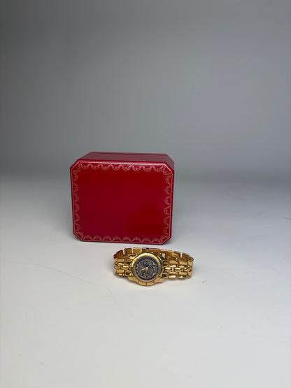 Vintage Fendi Gold-Tone Stainless Steel Bracelet Watch Black Dial