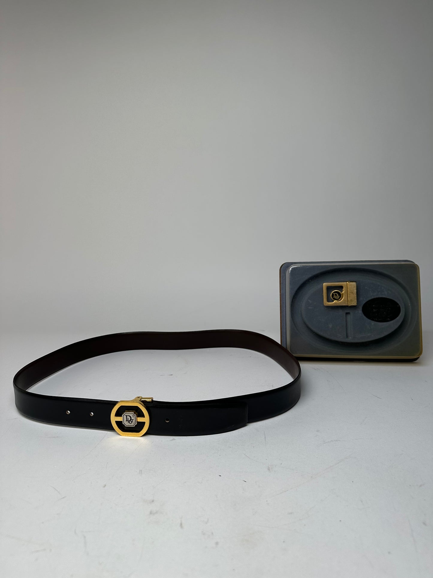 Vintage Dior 4 in 1 Leather Belt Set Black Brown New