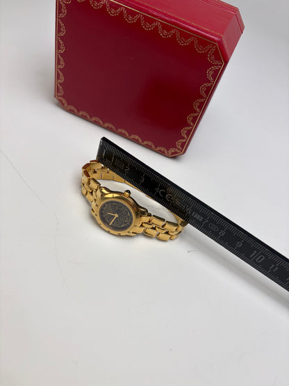 Vintage Fendi Gold-Tone Stainless Steel Bracelet Watch Black Dial