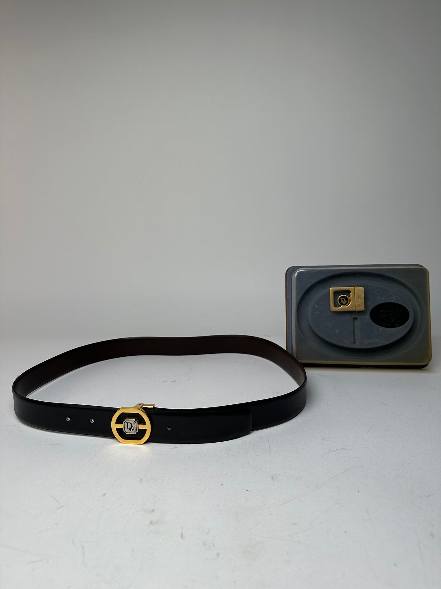 Vintage Dior 4 in 1 Leather Belt Set Black Brown New