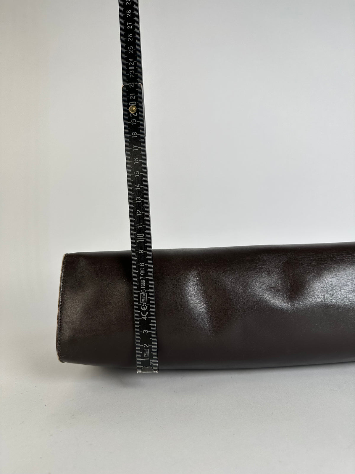 Vintage Celine Smooth Leather Flat Clutch c. 1980s Dark Brown