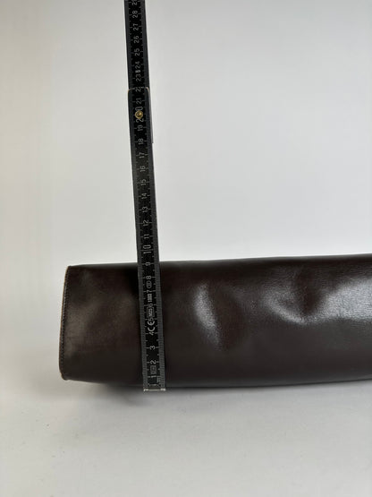 Vintage Celine Smooth Leather Flat Clutch c. 1980s Dark Brown