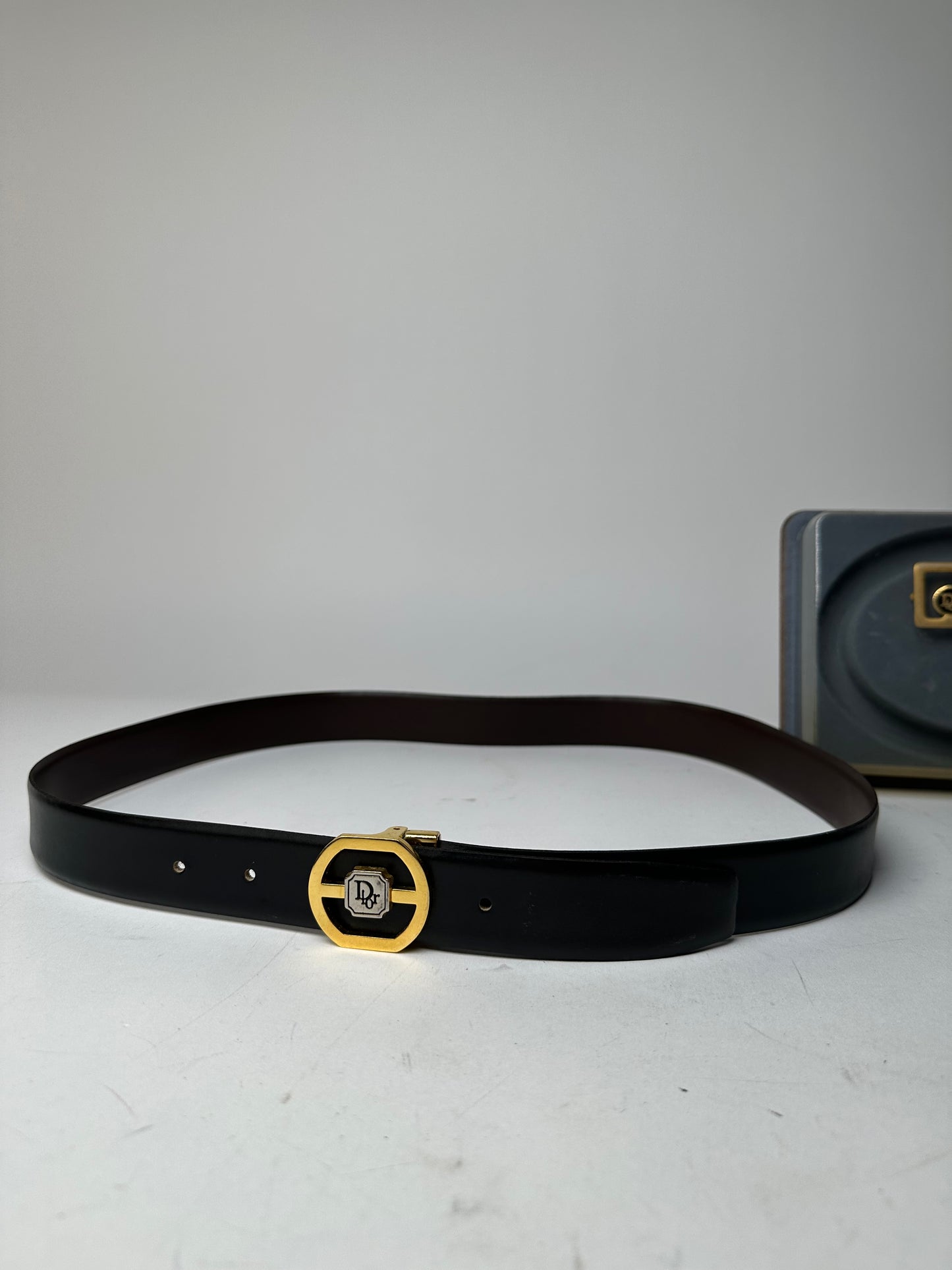 Vintage Dior 4 in 1 Leather Belt Set Black Brown New