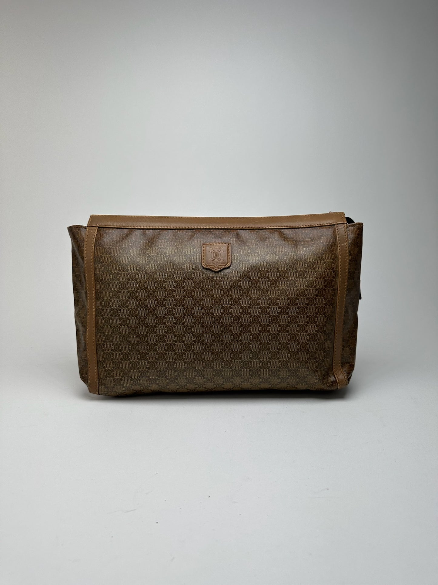 Vintage Celine Triomphe Leather Clutch brown