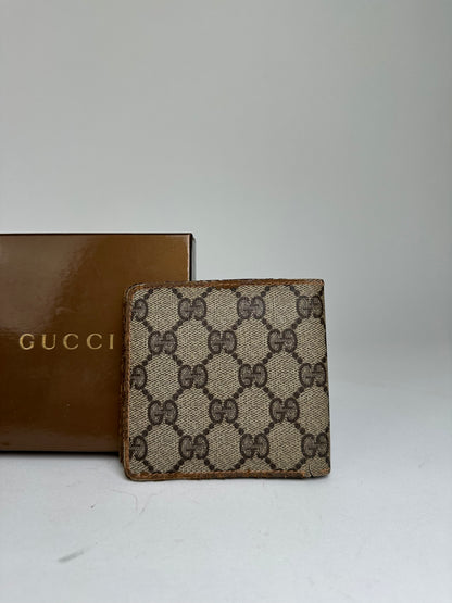 Vintage Gucci GG Canvas Leather Wallet Accessory Brown