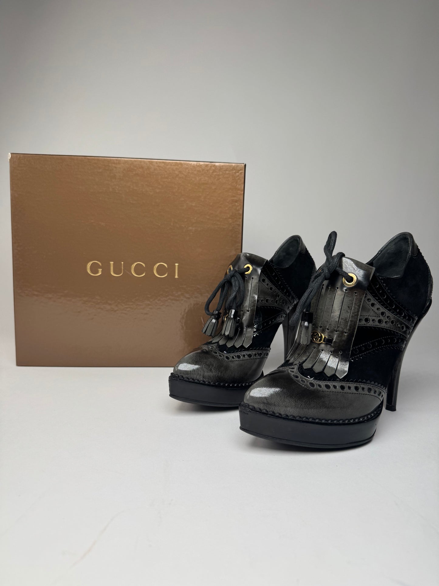 Vintage Gucci Heeled suede / patent Leather Boots EU37,5