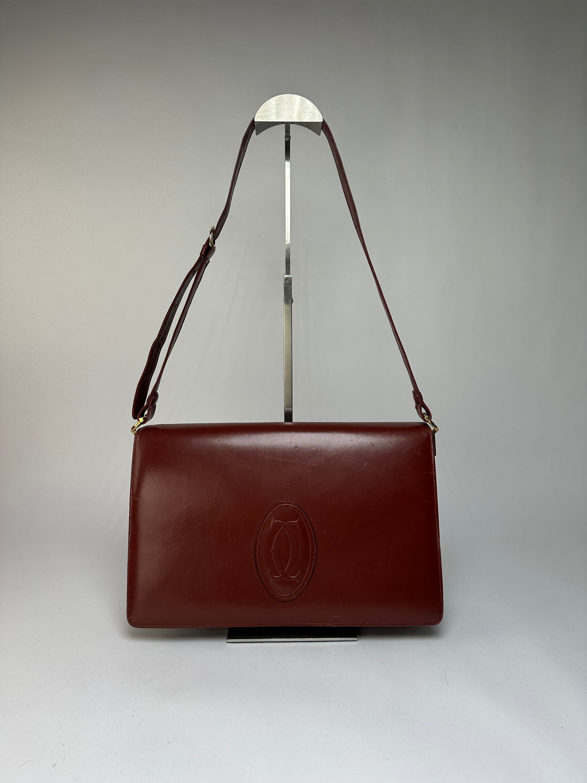 Vintage Cartier Must de Cartier Flap Crossbody Bag c. Late 1980s Burgundy