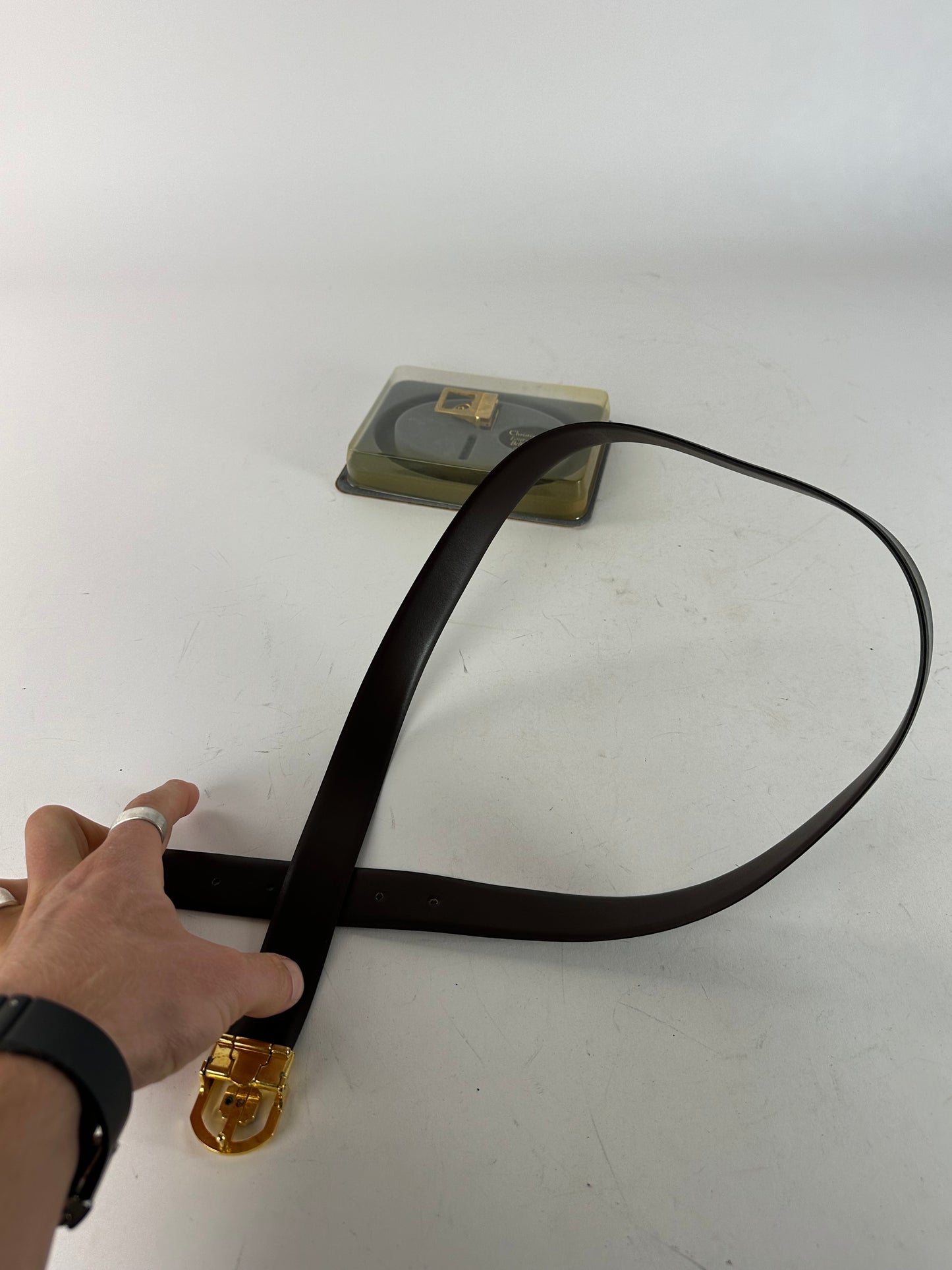 Vintage Dior 4 in 1 Leather Belt Set Black Brown New