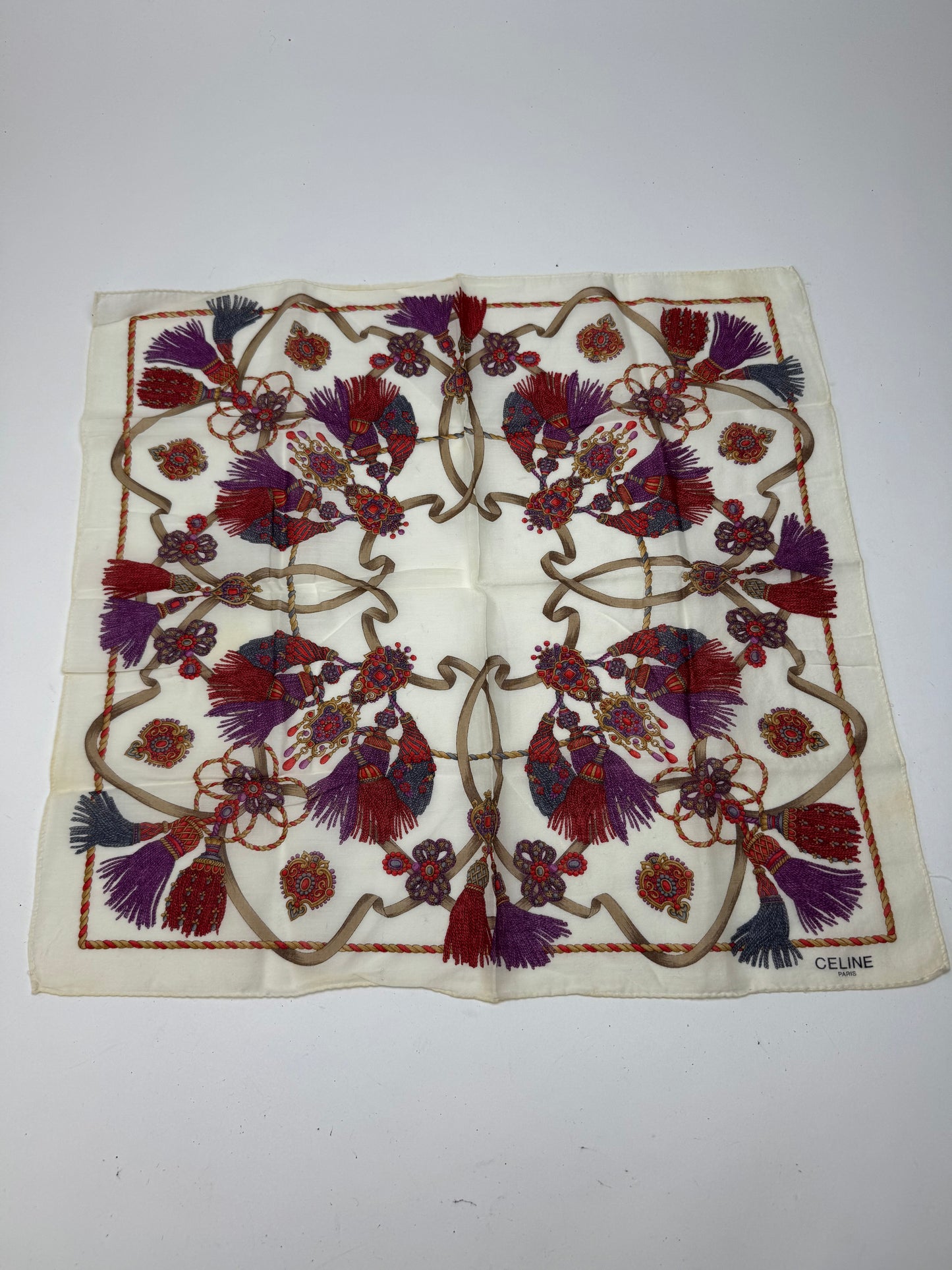 Vintage Celine scarf white red