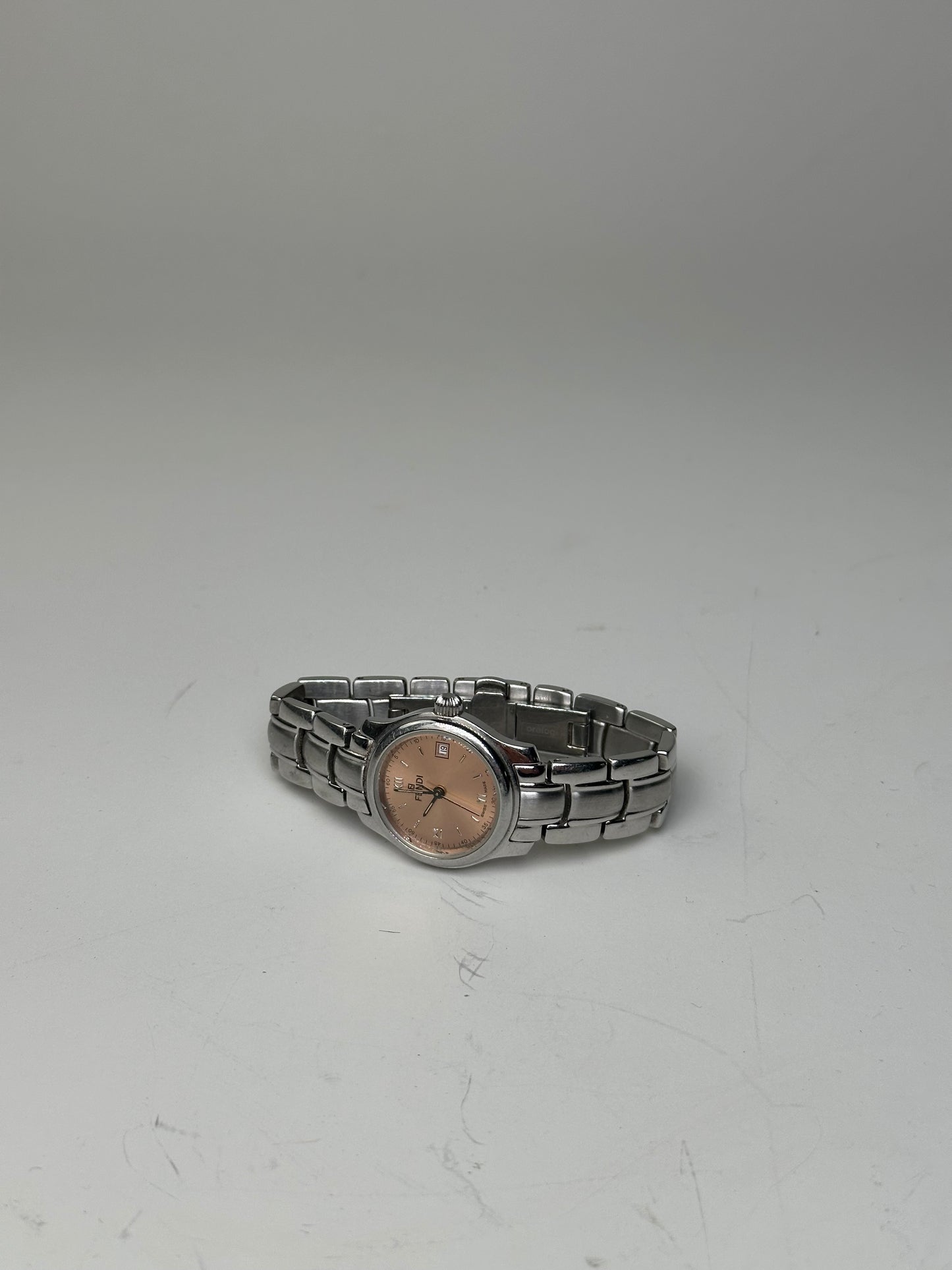 Vintage Fendi Stainless Steel Bracelet Watch Gold Dial