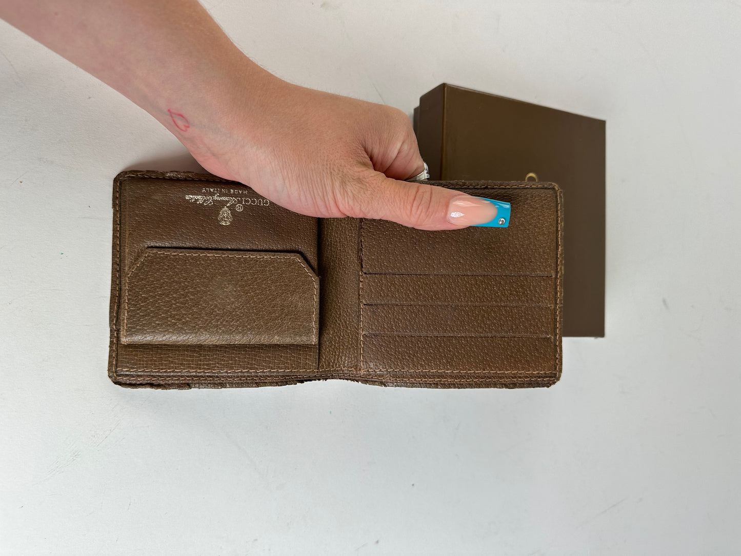 Vintage Gucci GG Canvas Leather Wallet Accessory Brown