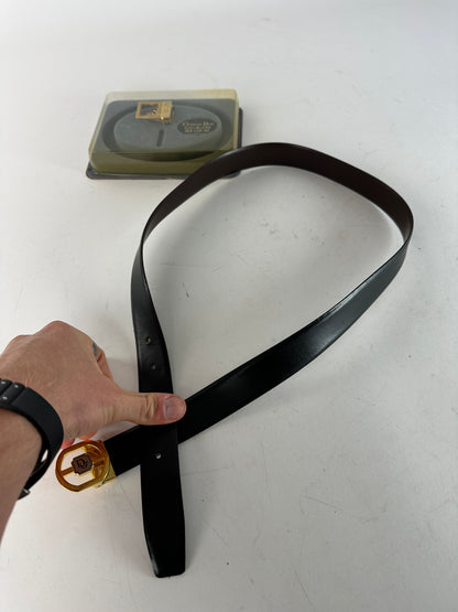 Vintage Dior 4 in 1 Leather Belt Set Black Brown New