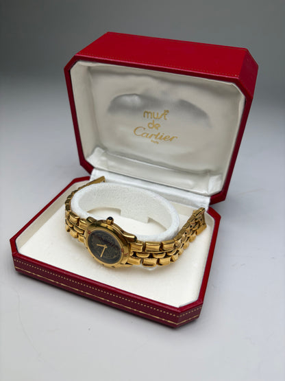 Vintage Fendi Gold-Tone Stainless Steel Bracelet Watch Black Dial