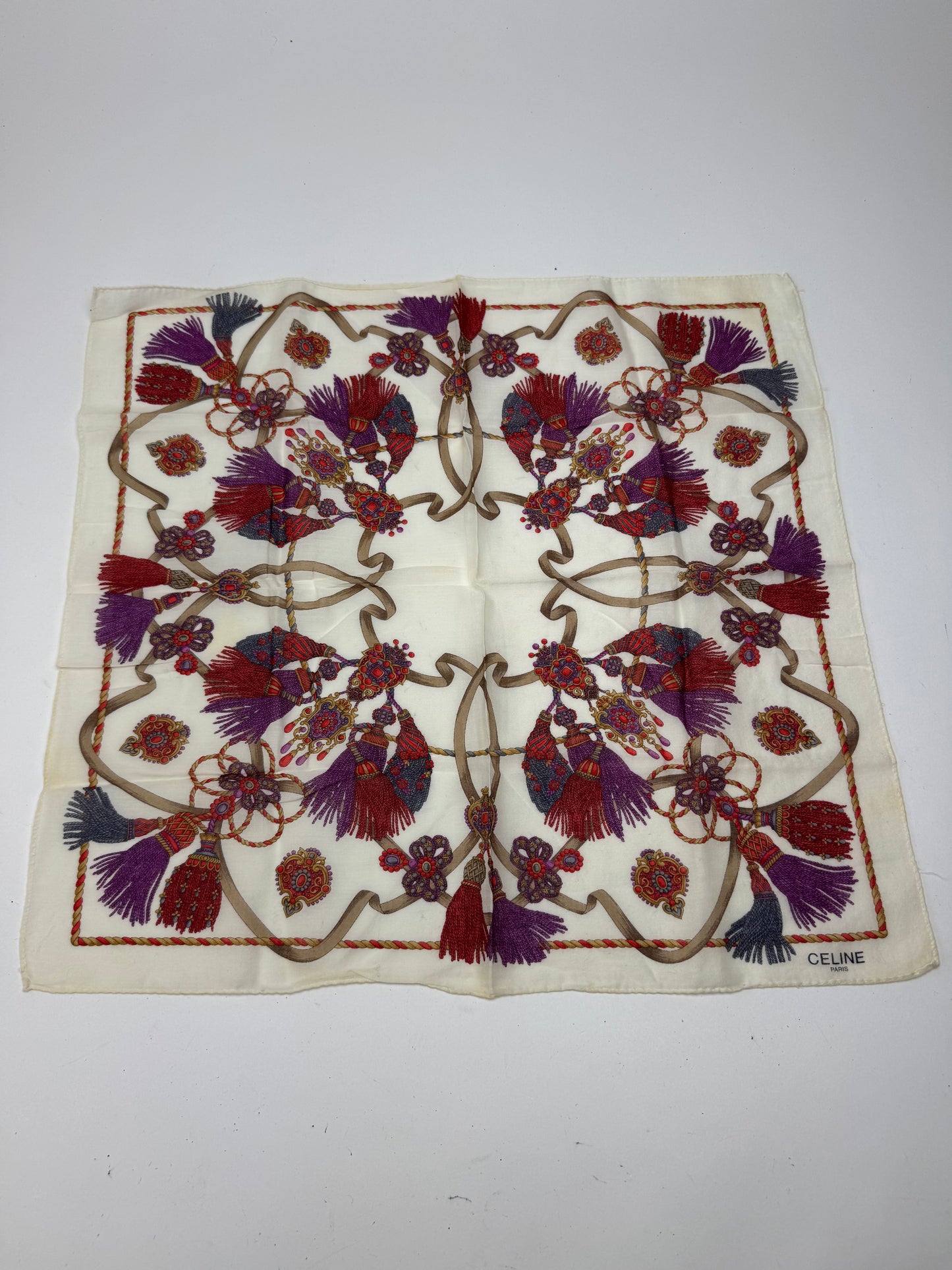 Vintage Celine scarf white red