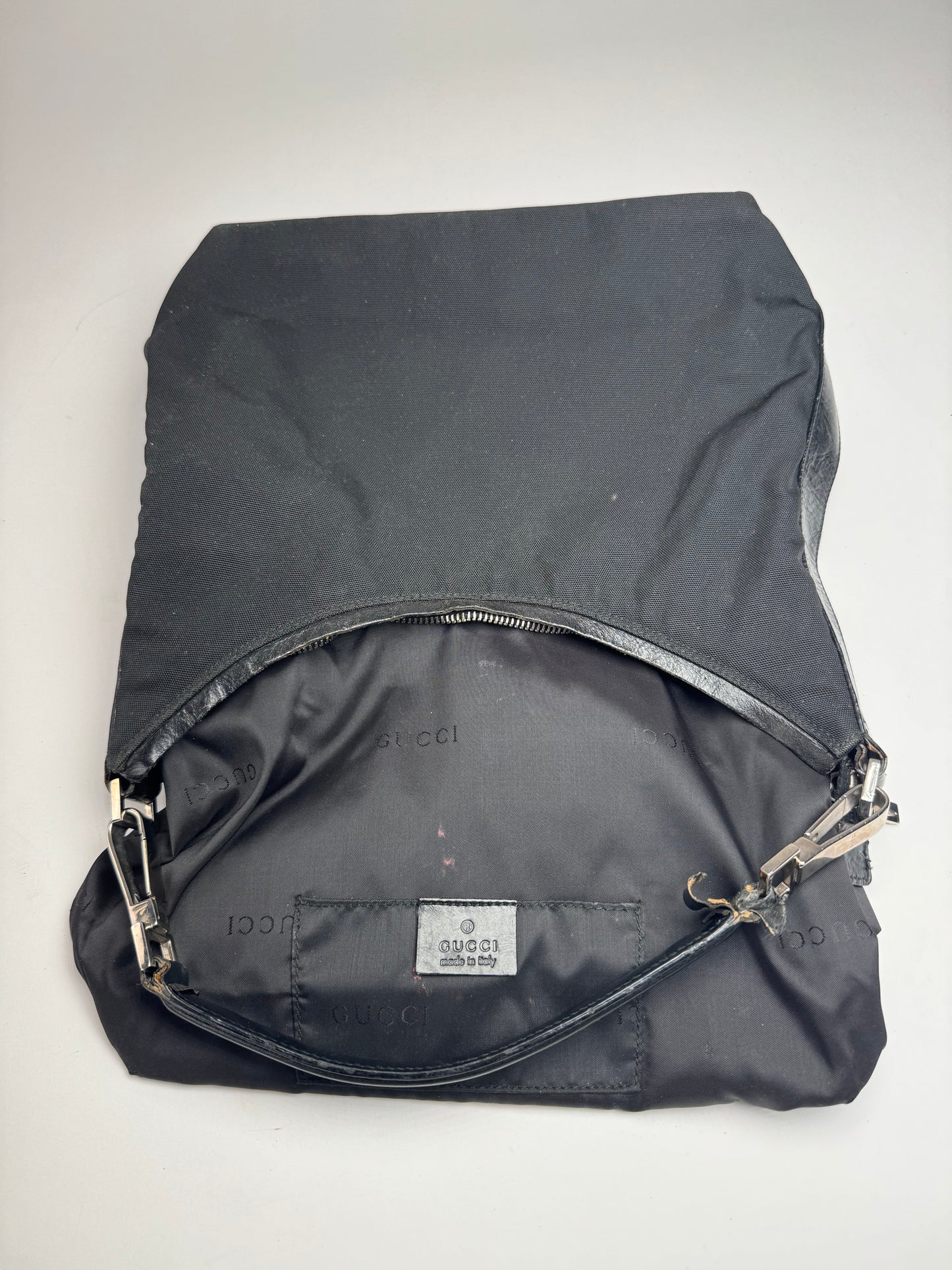 Vintage Gucci Canvas Leather Handbag Black
