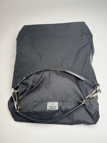 Vintage Gucci Canvas Leather Handbag Black