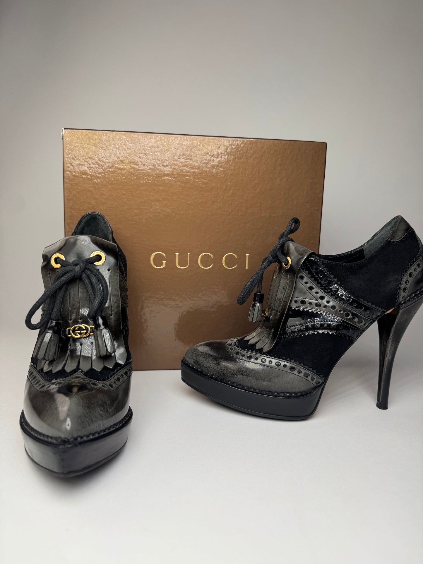 Vintage Gucci Heeled suede / patent Leather Boots EU37,5