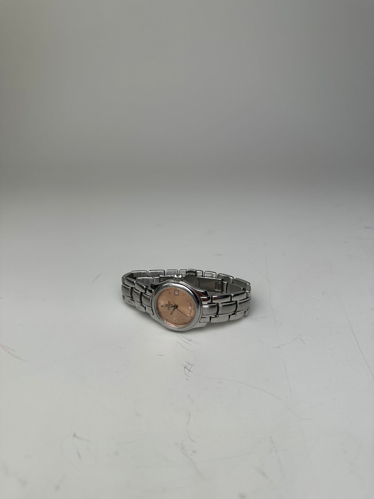Vintage Fendi Stainless Steel Bracelet Watch Gold Dial