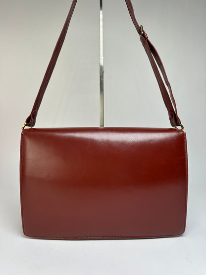 Vintage Cartier Must de Cartier Flap Crossbody Bag c. Late 1980s Burgundy