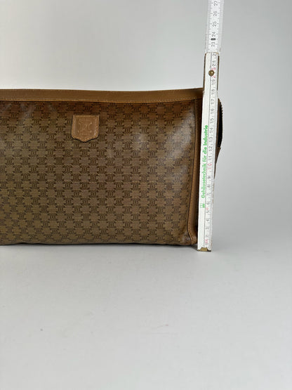 Vintage Celine Triomphe Leather Clutch brown