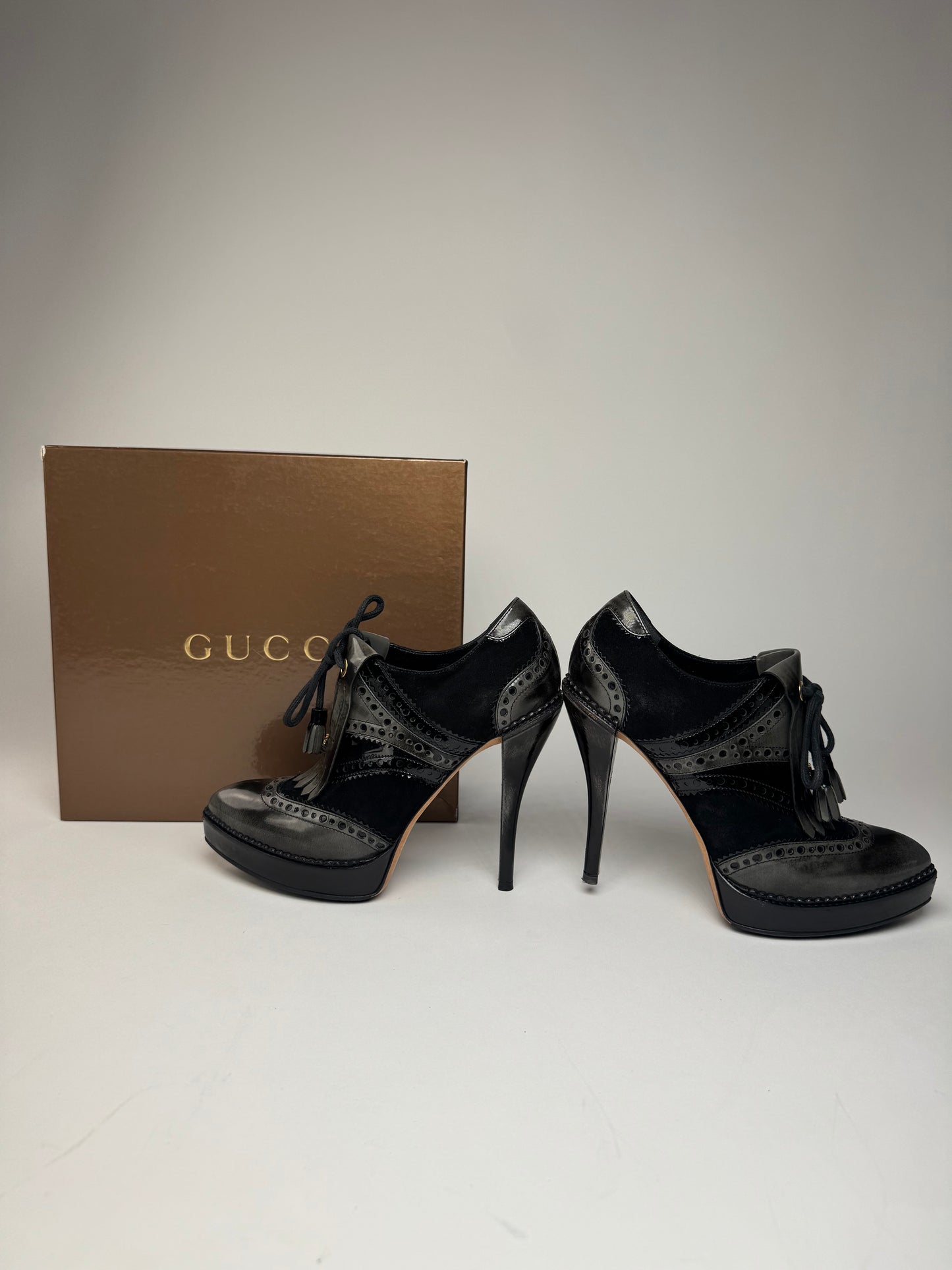 Vintage Gucci Heeled suede / patent Leather Boots EU37,5