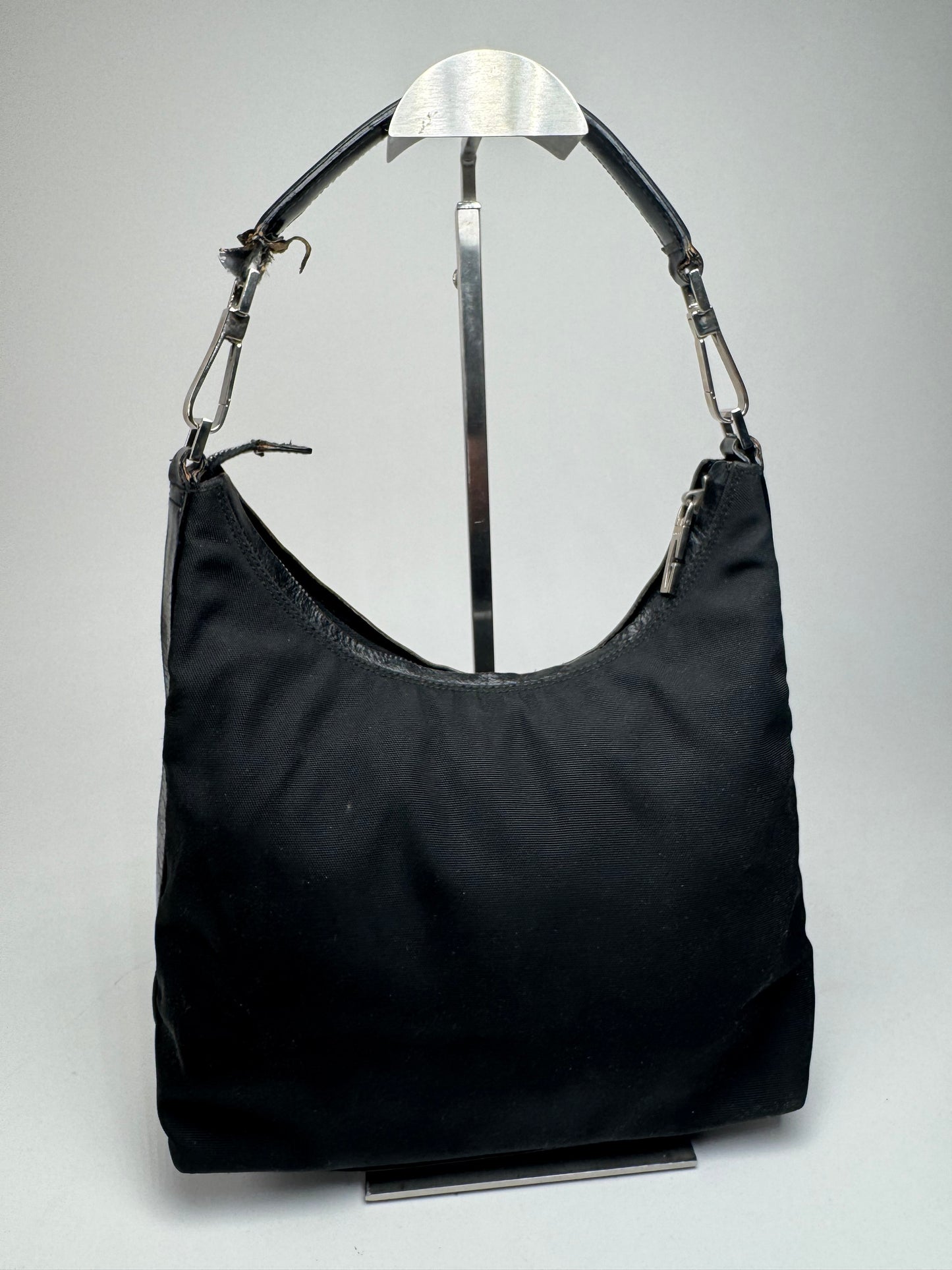 Vintage Gucci Canvas Leather Handbag Black