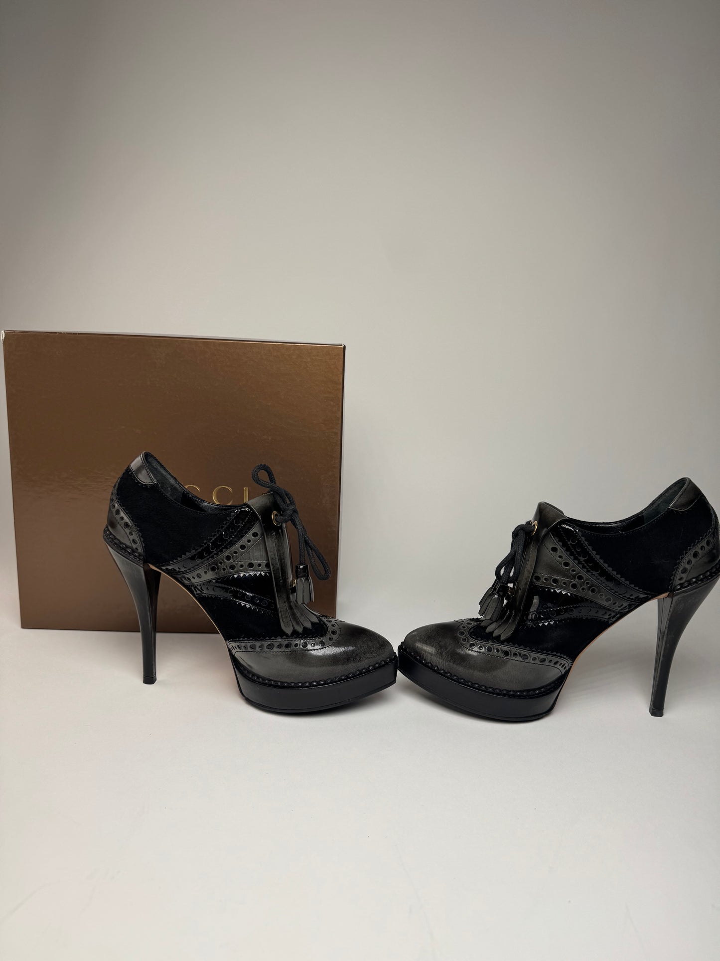 Vintage Gucci Heeled suede / patent Leather Boots EU37,5